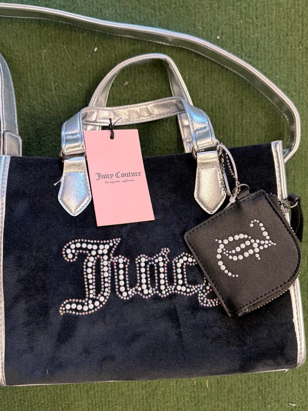 Juicy Couture Black and Silver Rhinestone Satchel
